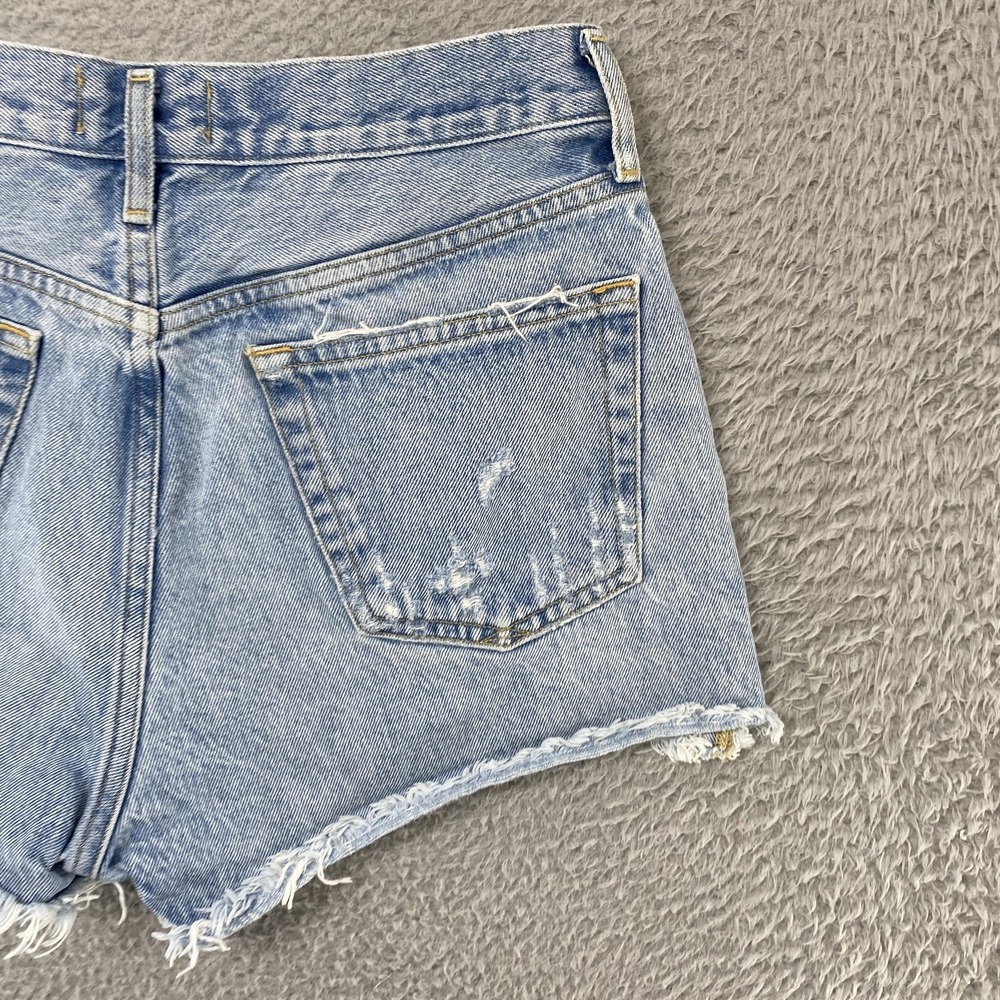 AGOLDE Parker Denim Shorts Womens 27 Blue High Rise Button Fly Cutoff Distressed - Picture 10 of 14